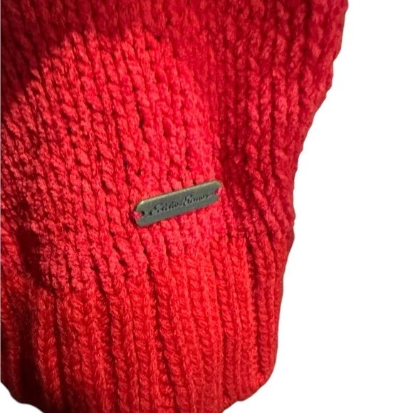 Eddie Bauer Lounge Womens Cardigan Sweater S Red Long Chunky oversized Holiday - Picture 4 of 8